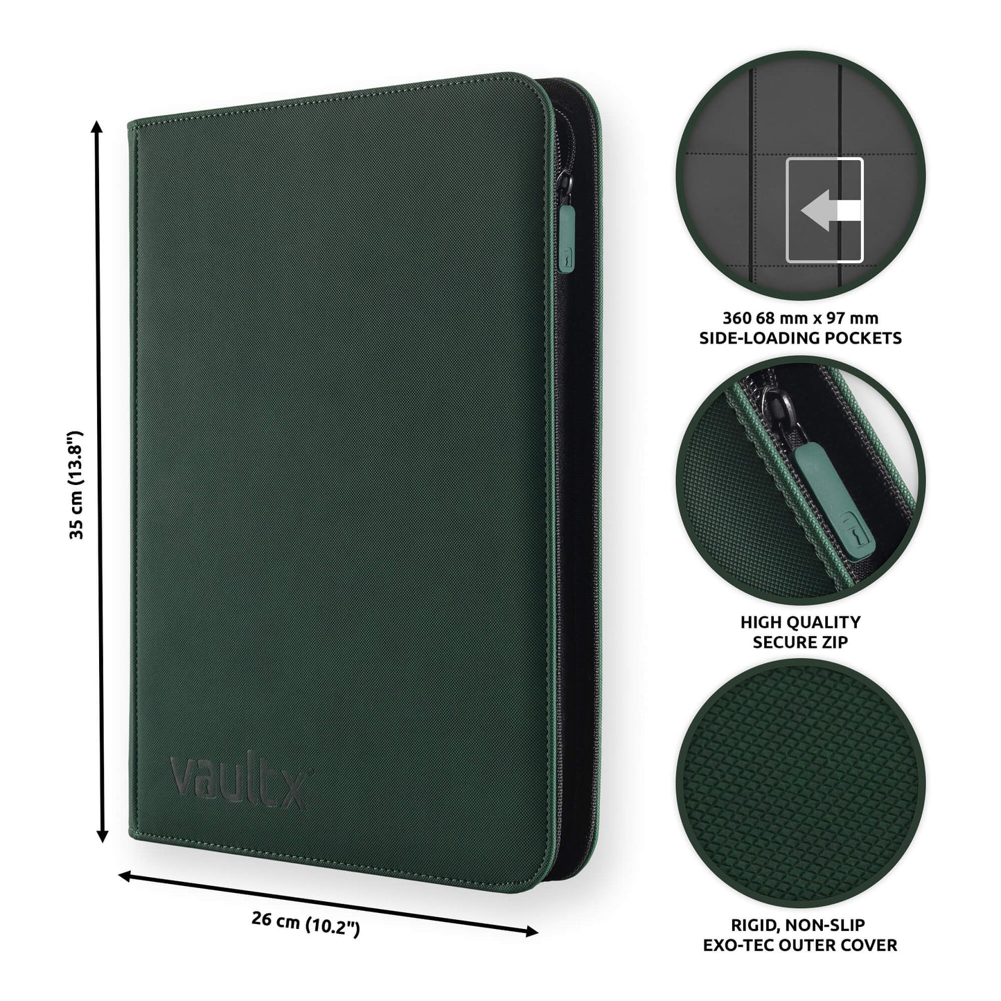 9-Pocket Exo-Tec® Zip Forest Green Binder