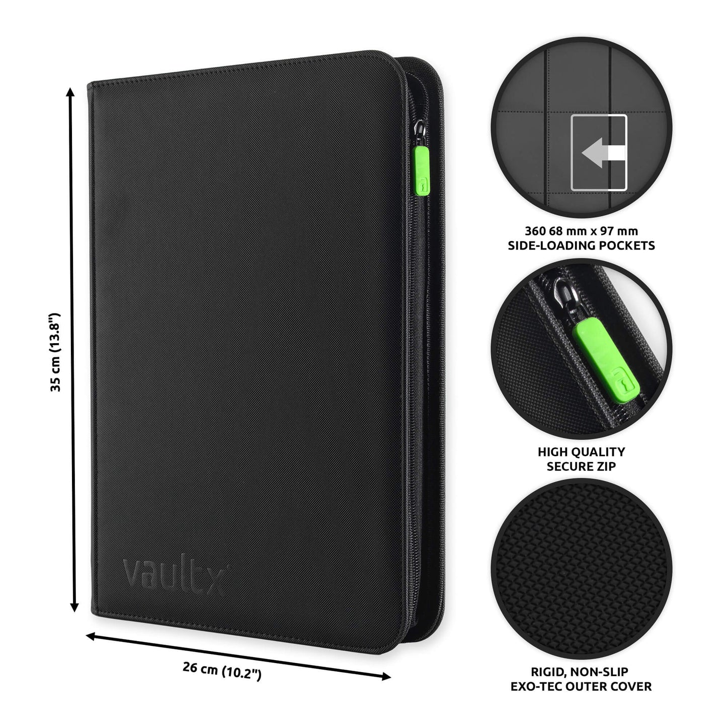 9-Pocket Exo-Tec® Zip Signature Black Binder