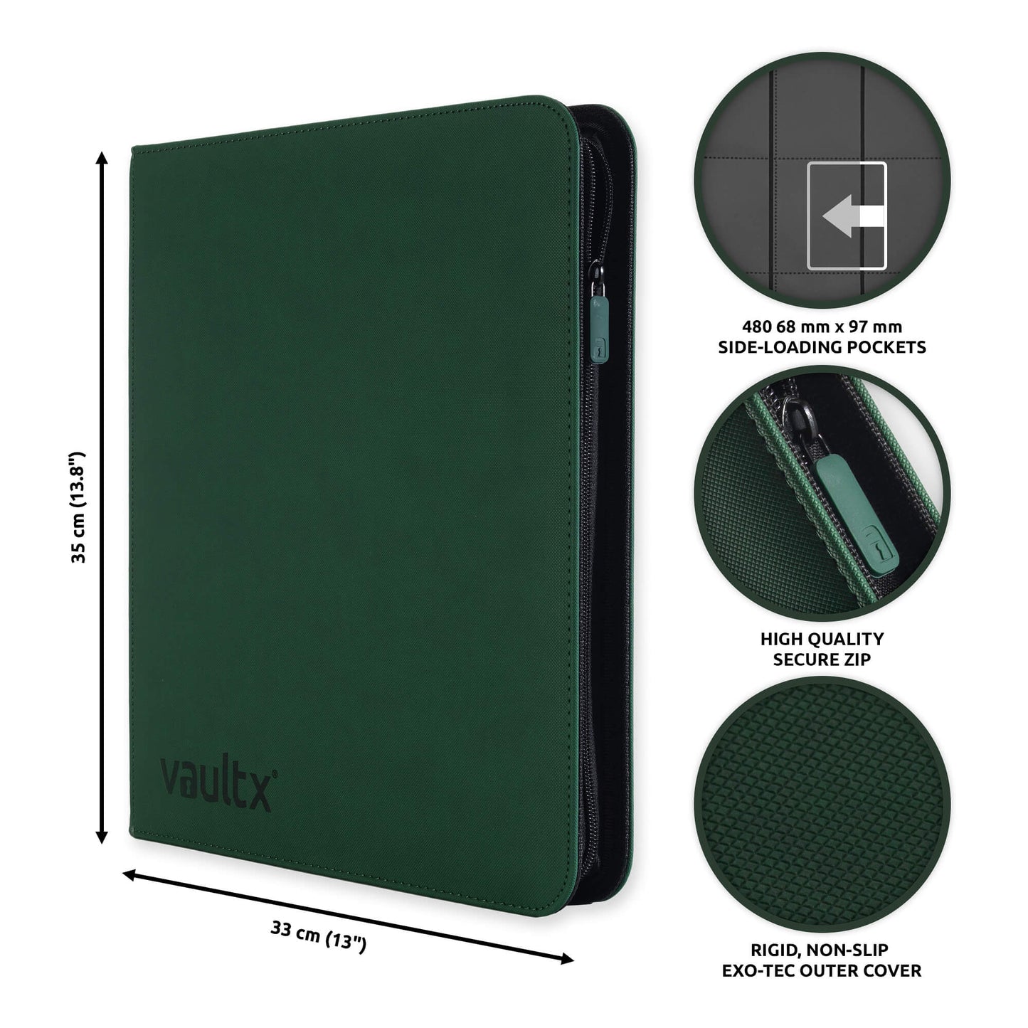 12-Pocket Exo-Tec® Zip Forest Green Binder